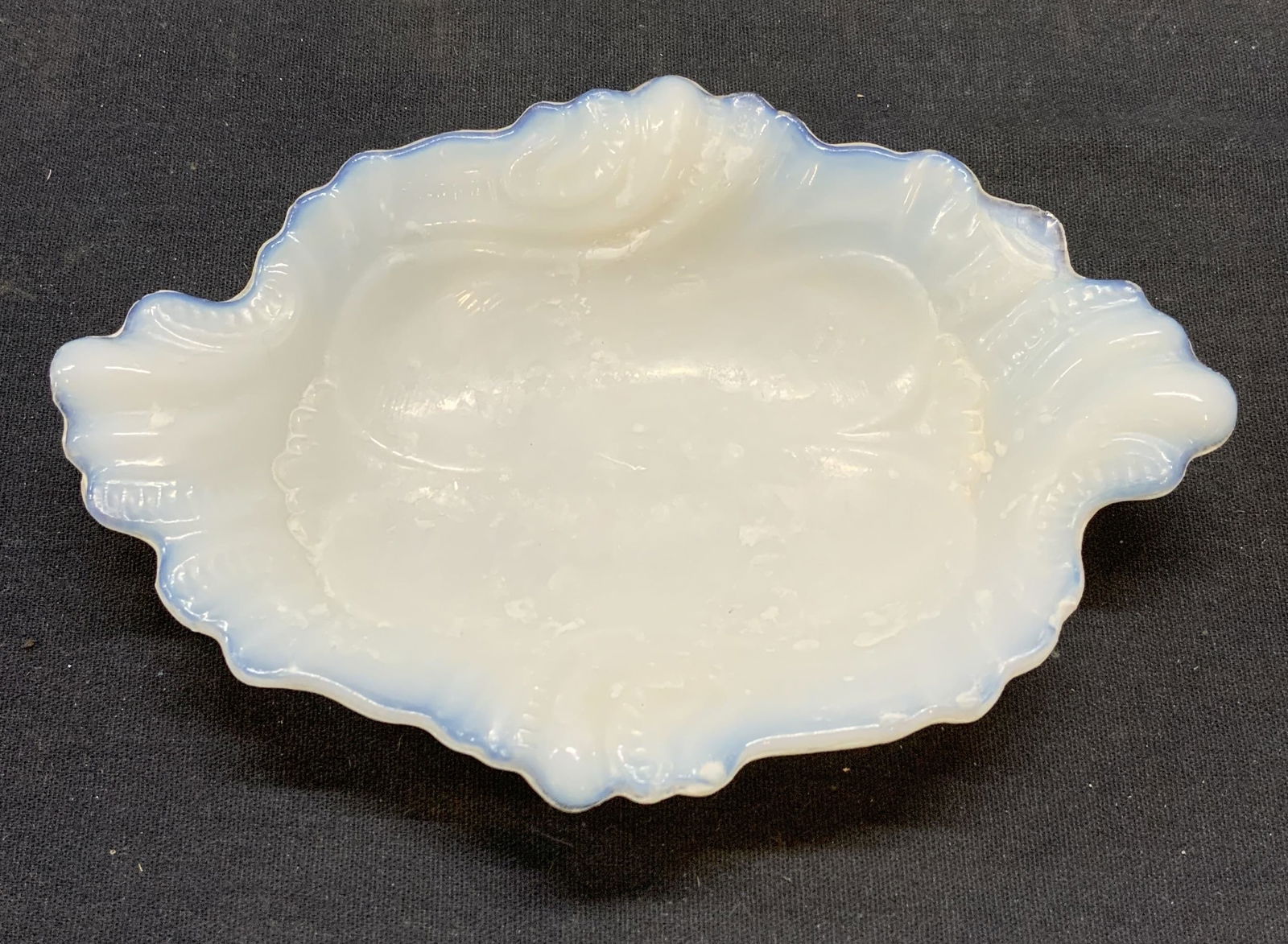 Vintage Embossed Milk Glass Trinket Dish (1 of 6)