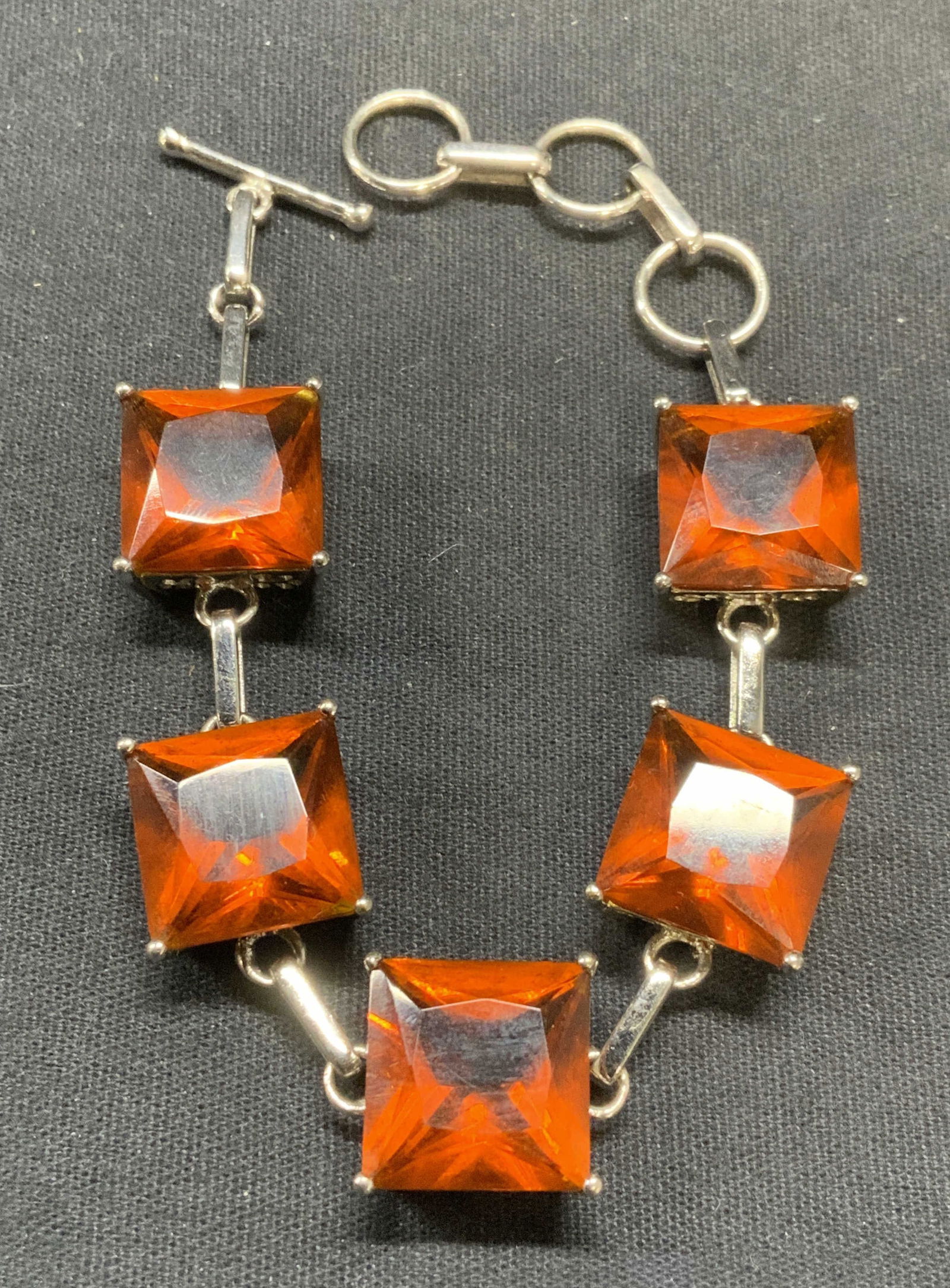 Sterling Silver Amber Glass Tn Crystal Bracelet (1 of 6)