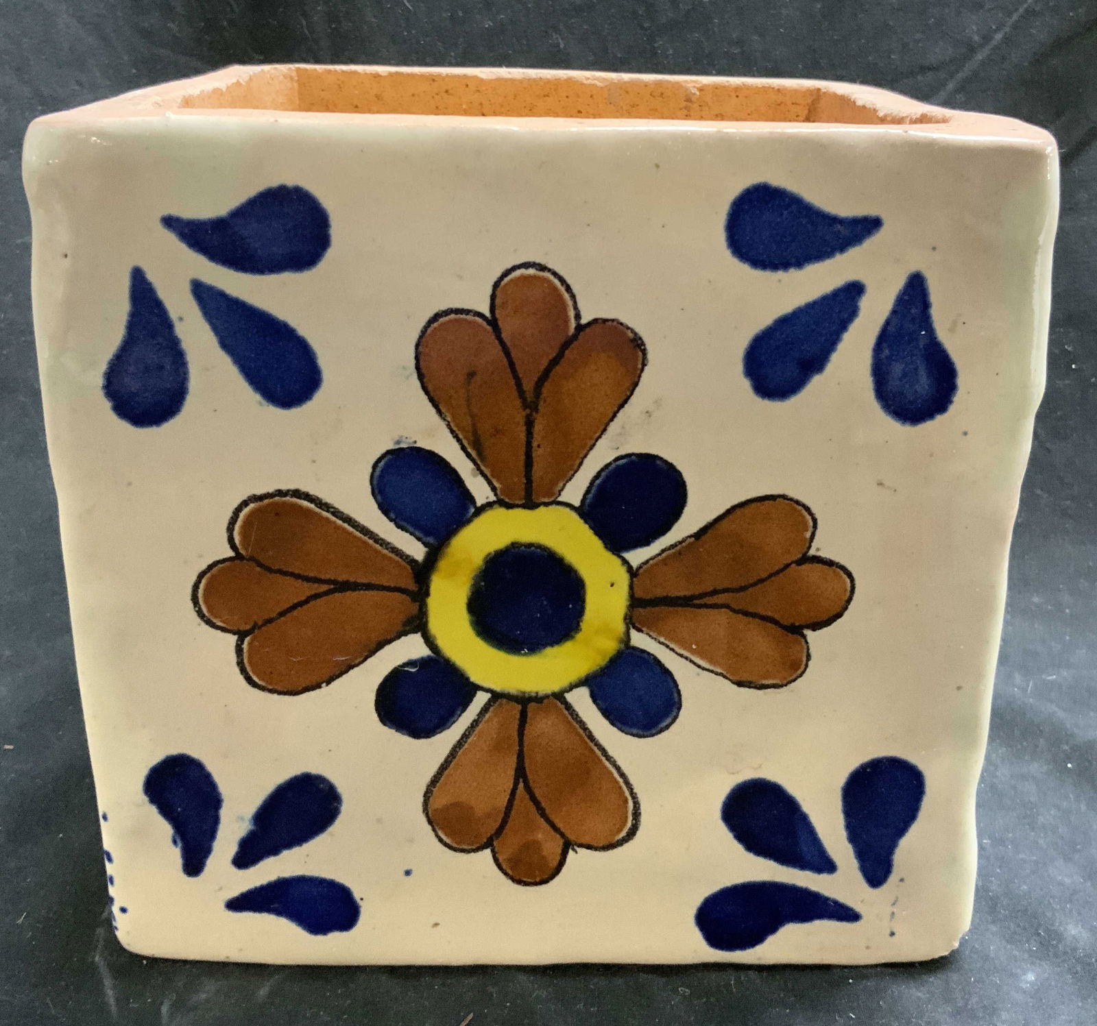 Vintage Mexican Ceramic Cubic Planter Vessel (1 of 8)