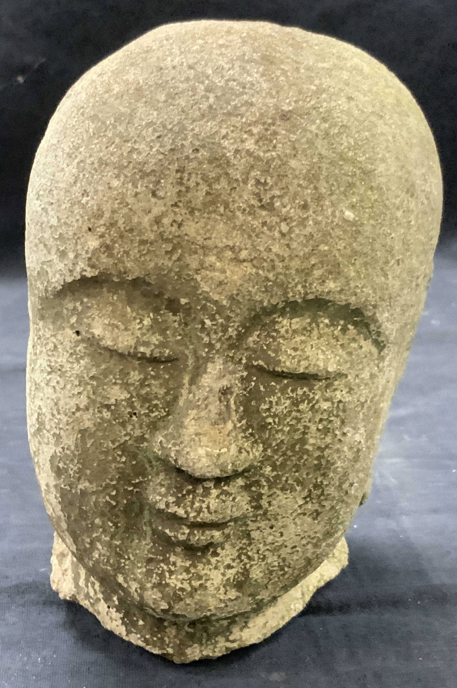 Vintage Carved Stone Asian Buddhist Monk Head Auction