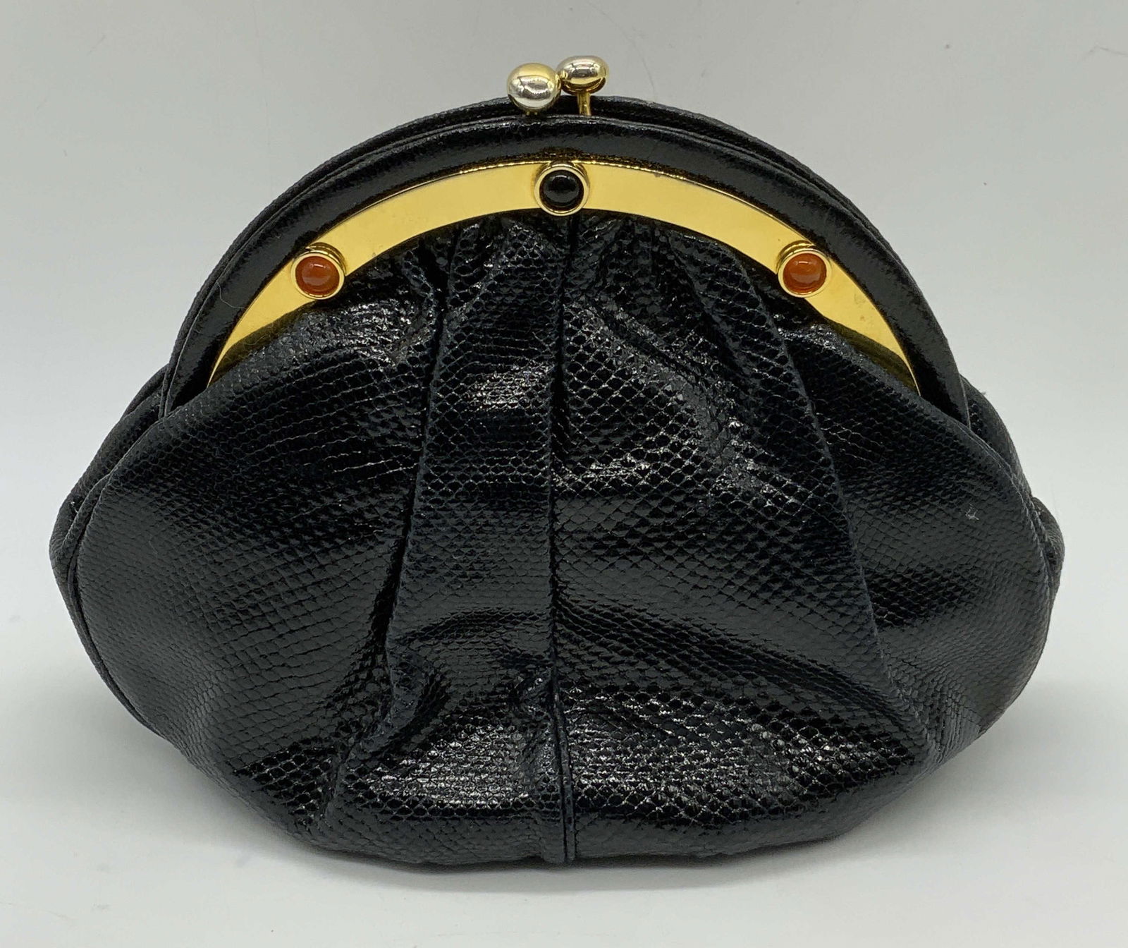Vintage Judith Leiber Black Reptile Leather Handbag (1 of 10)