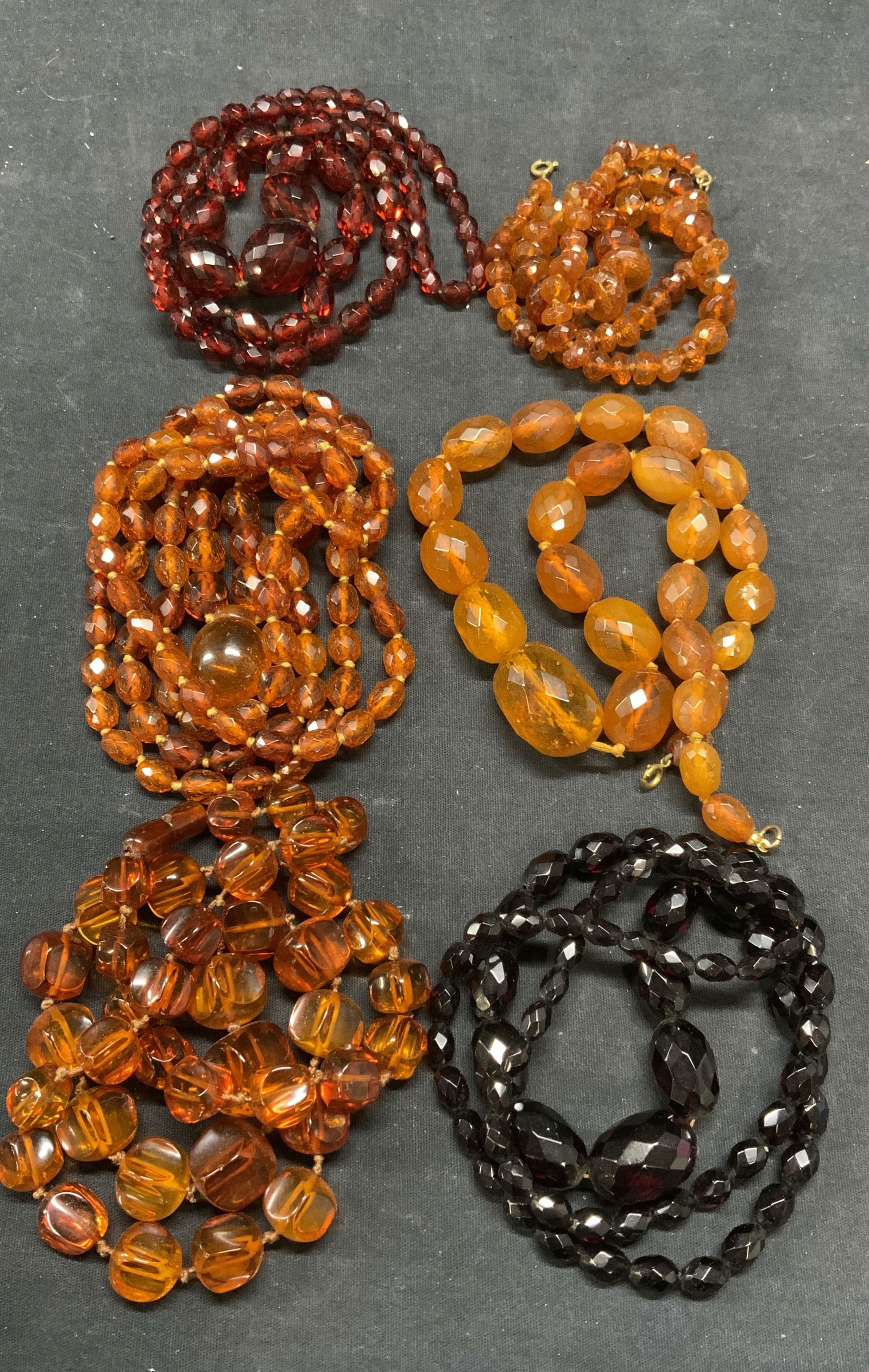 Lot 6 Costume Amber Crystal Necklaces, More (1 of 7)
