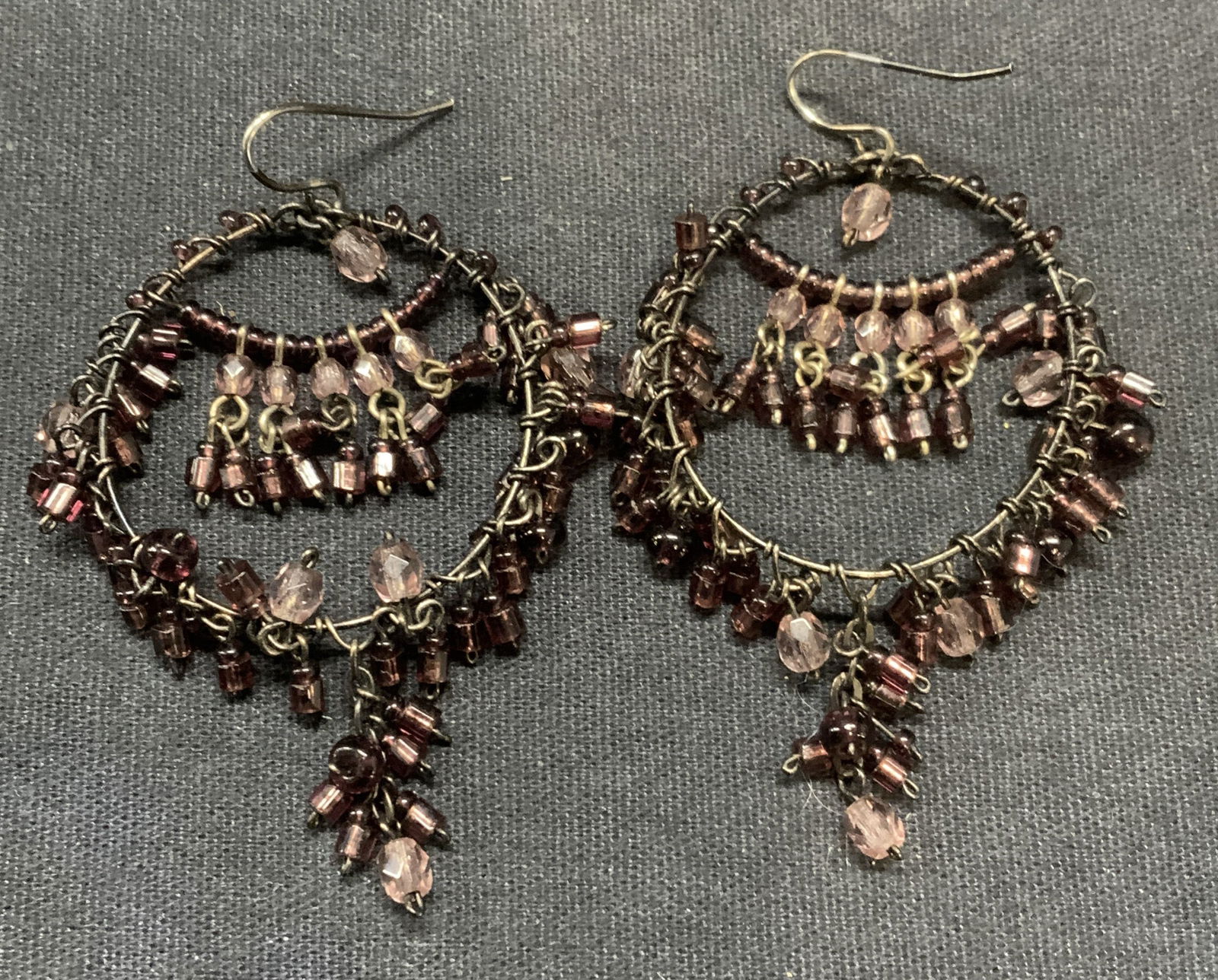 Purple beaded Open Circle Earrings (1 of 6)