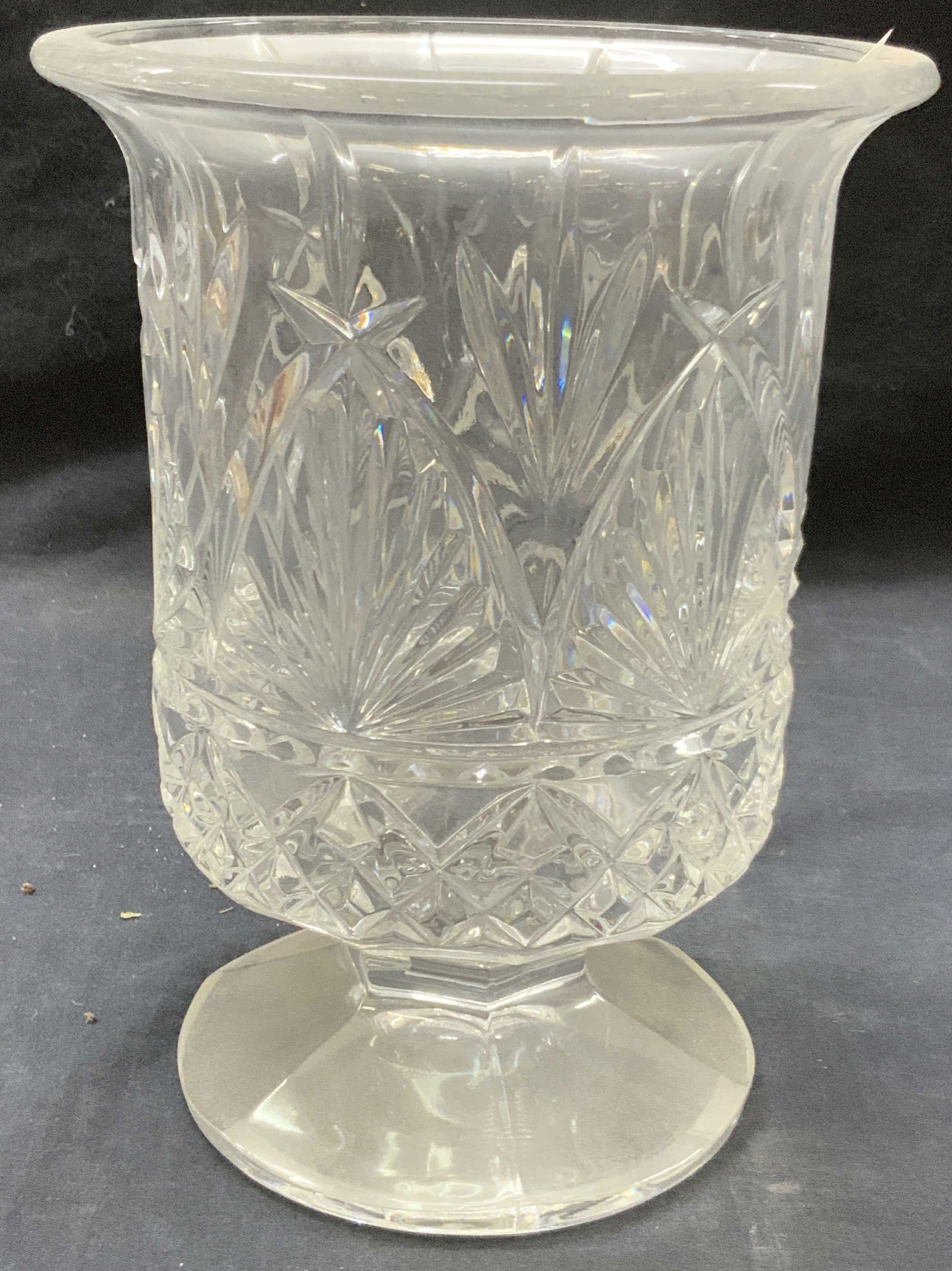 Footed Thick Walled Cut Crystal Vessel (1 of 8)