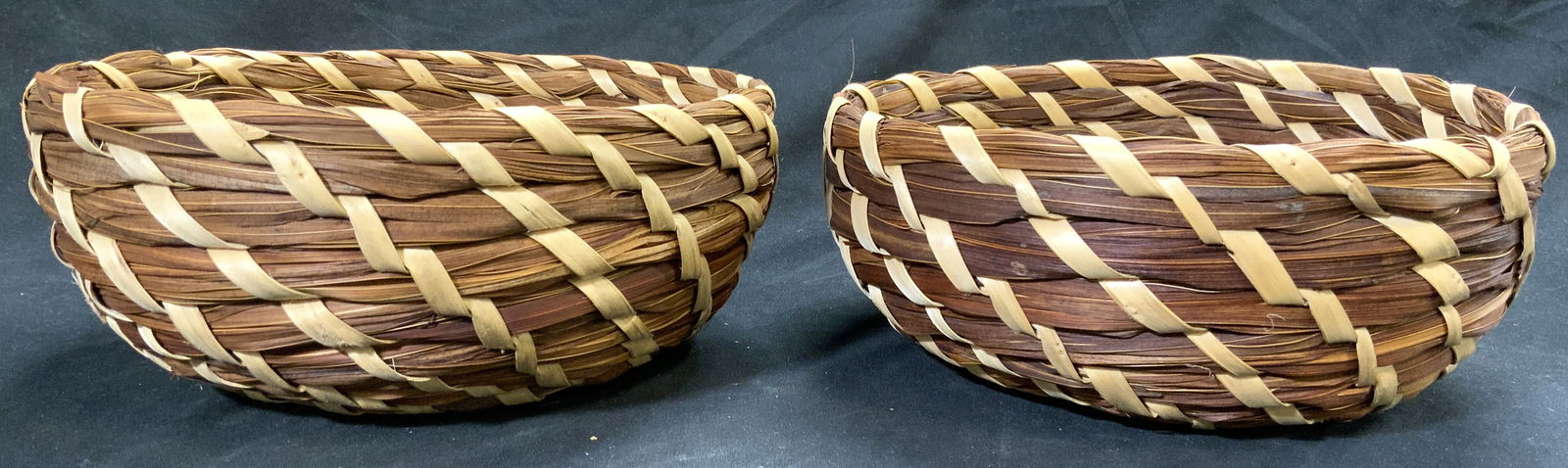Pair Woven Rattan Bowls Vessels (1 of 7)