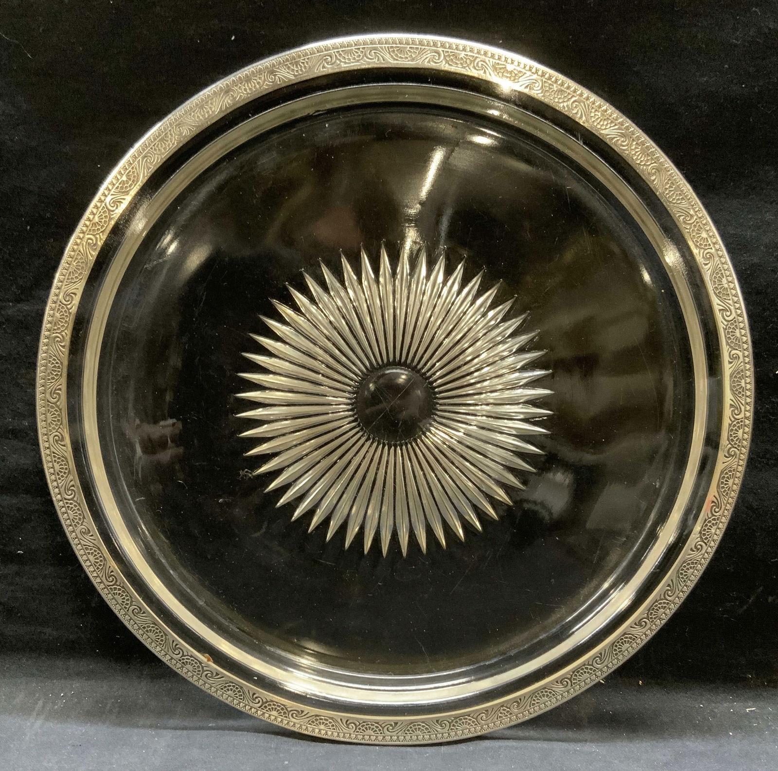 Vintage Cut Glass Silver Plated Round Tray (1 of 6)