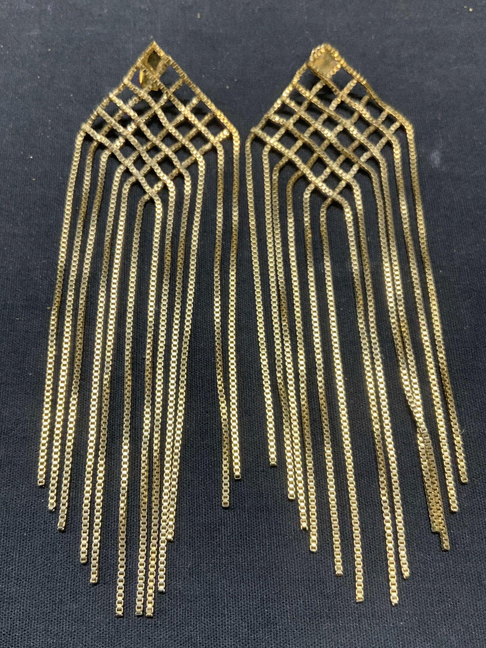 Vintage Signed Gold Tone Chain Dangle Earrings (1 of 7)