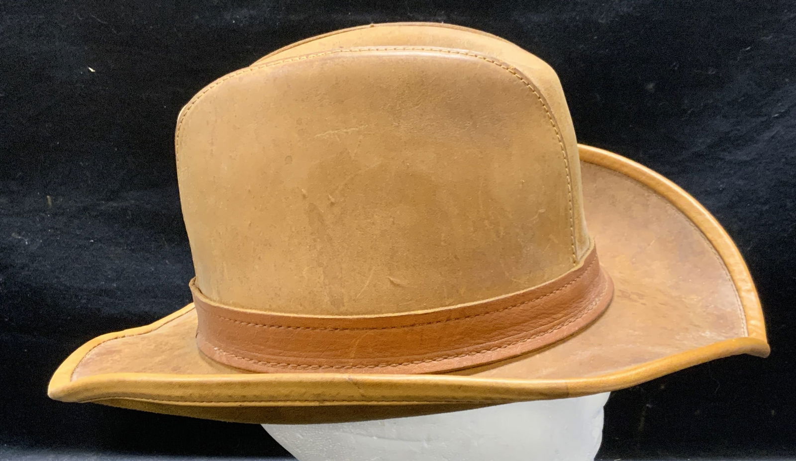 Vintage Tan Leather Cowboy Hat (1 of 6)