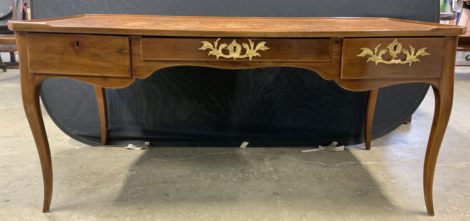 Antique French Leather Top Desk W Drawers (1 of 10)