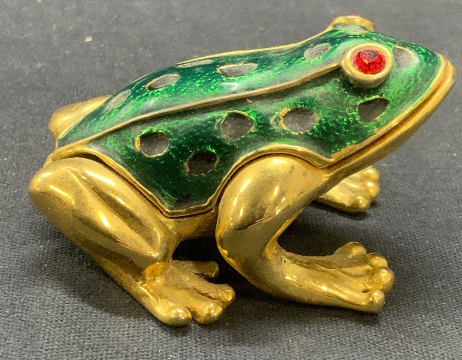 Vintage Gilt Enameled Frog Trinket Box (1 of 6)