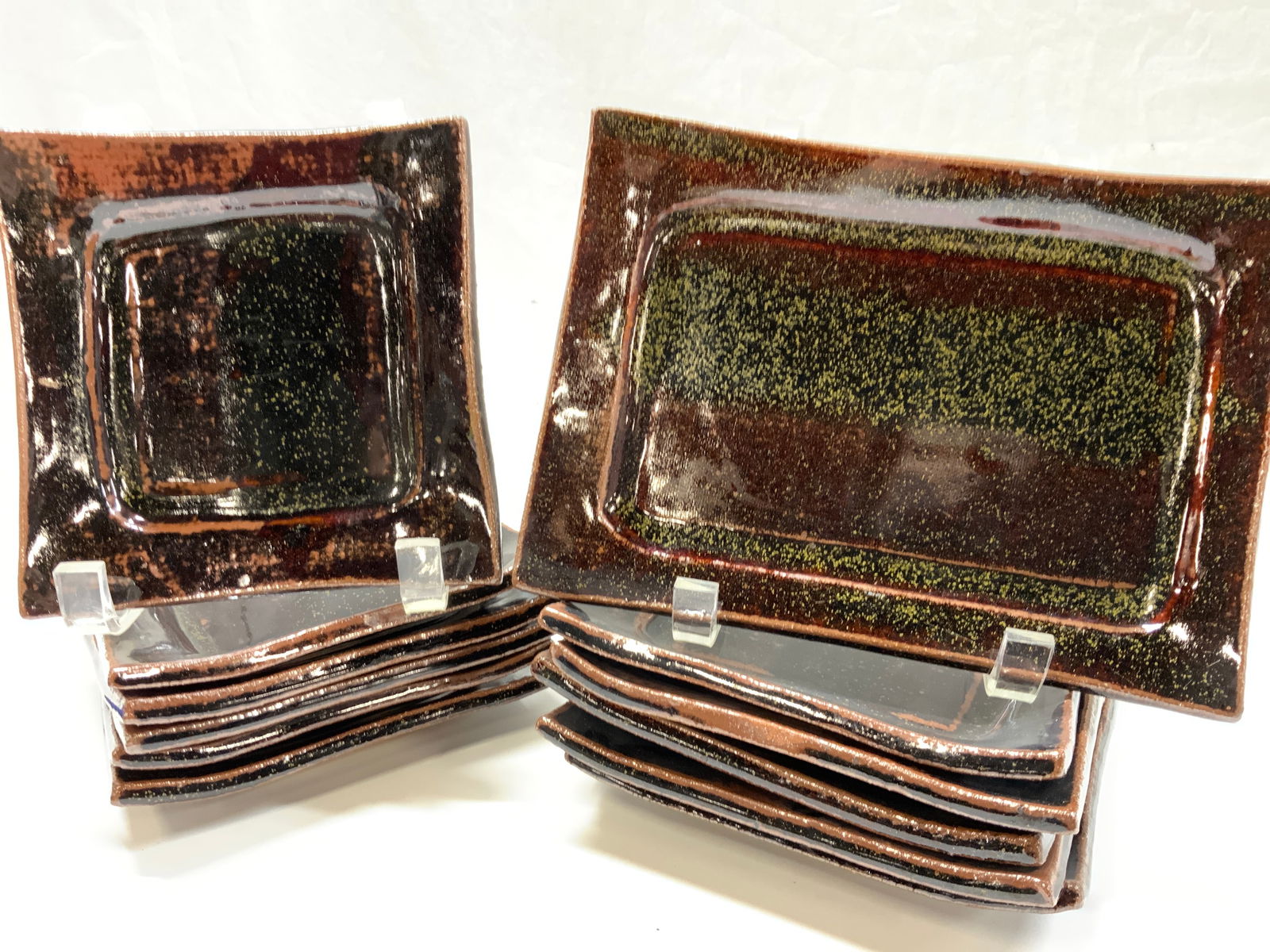 Signed Heavy Ceramic Glazed MC Plate Set 12 (1 of 6)