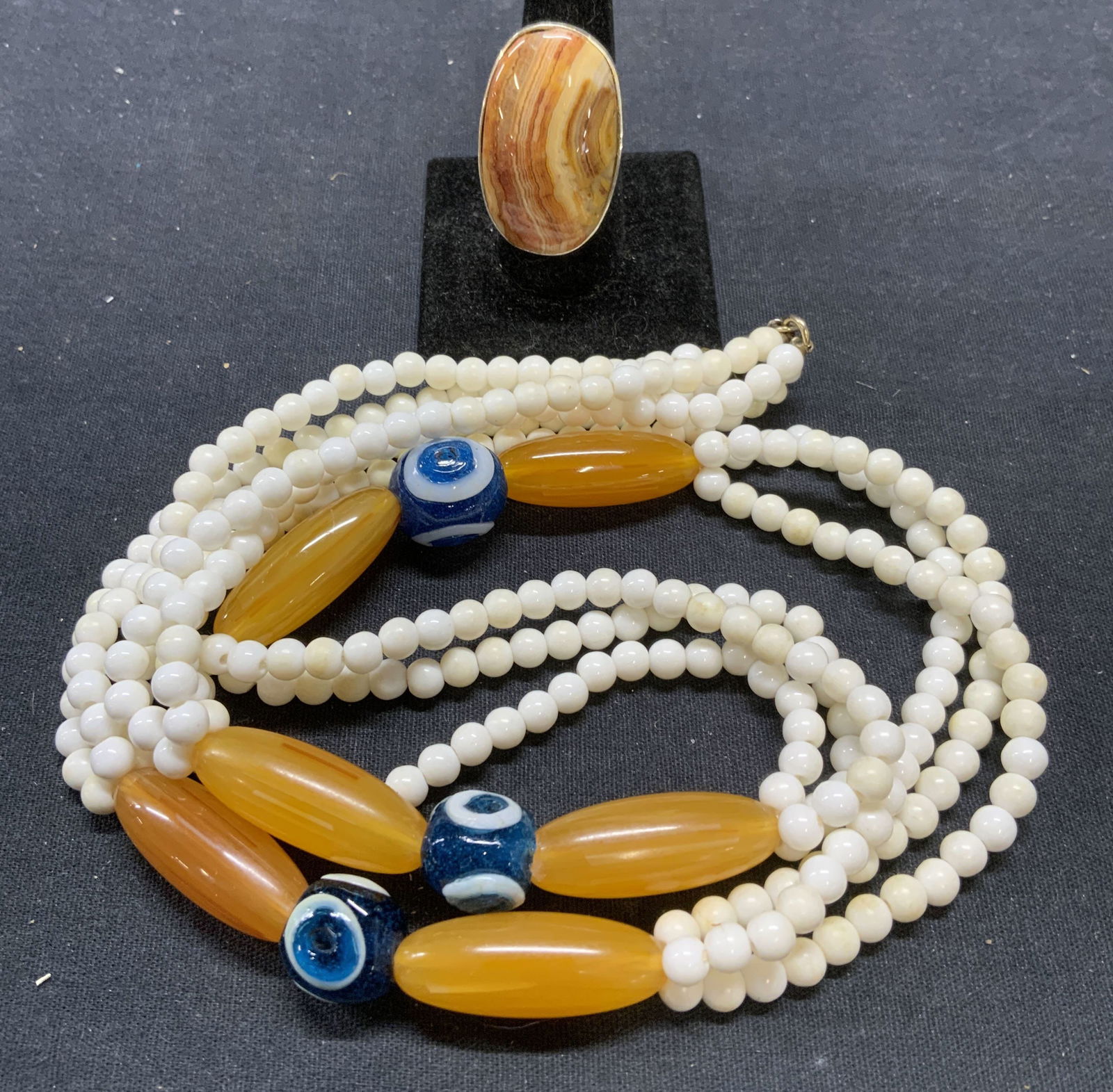 Lot 2 Jewelry Kenneth Lane Bead Amber Tn Necklace+ (1 of 8)