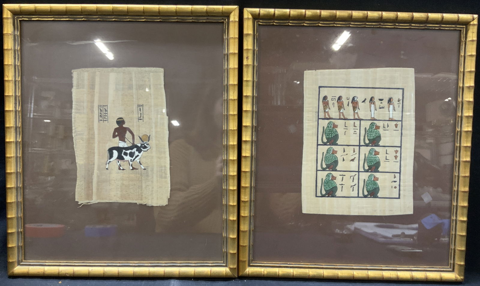 2 Hand Painted Egyptian Papyrus Paintings (1 of 6)