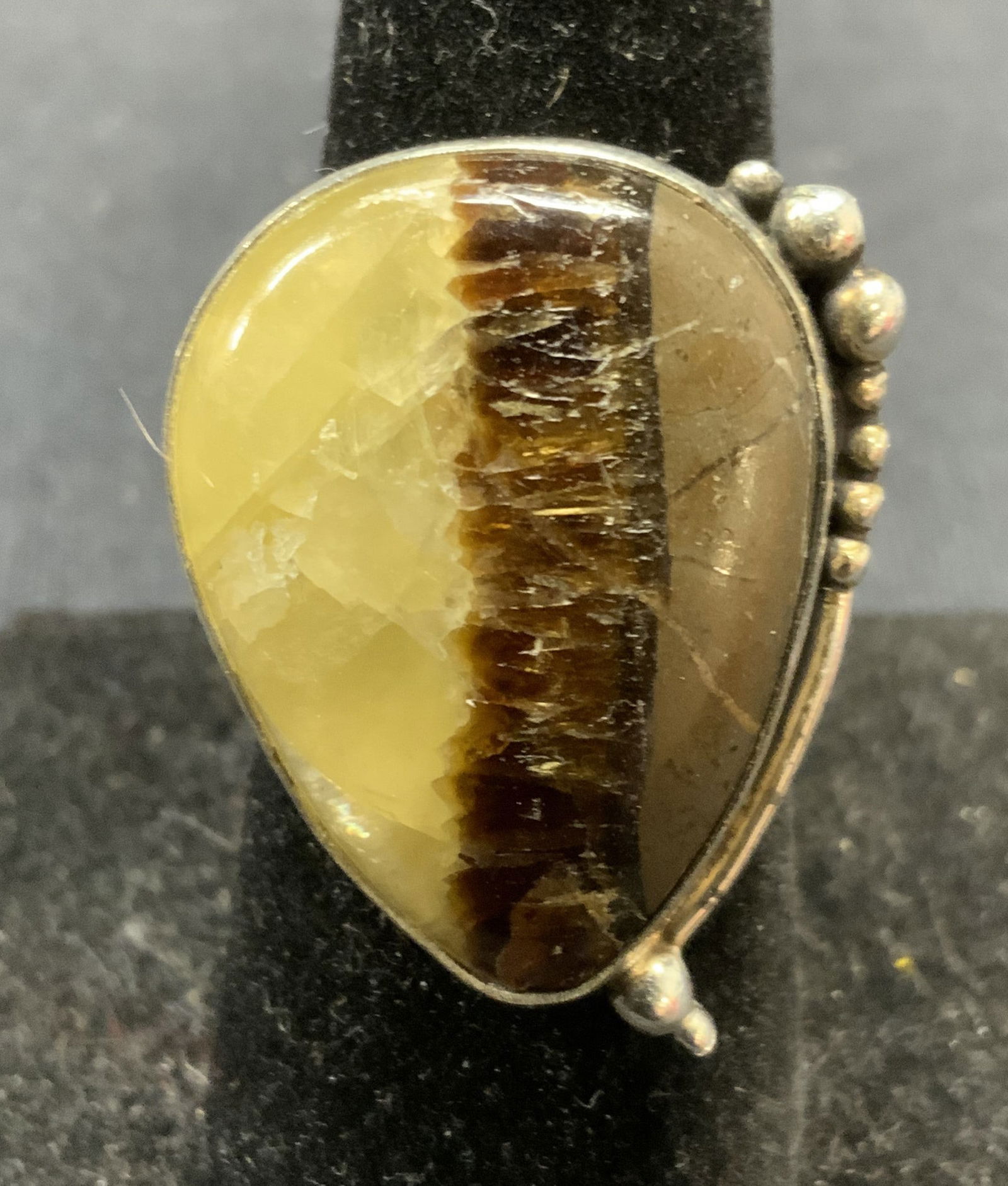 Sterling Silver Brown & Yellow Stone Ring (1 of 6)