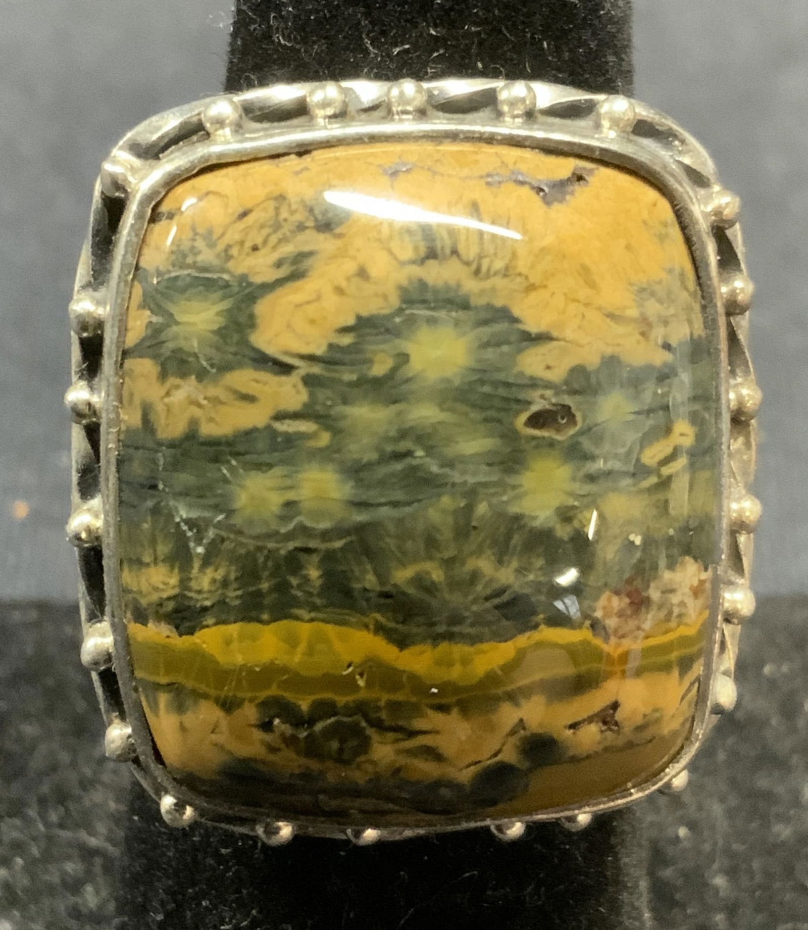 Sterling Silver Brown Banded Stone Ring (1 of 6)