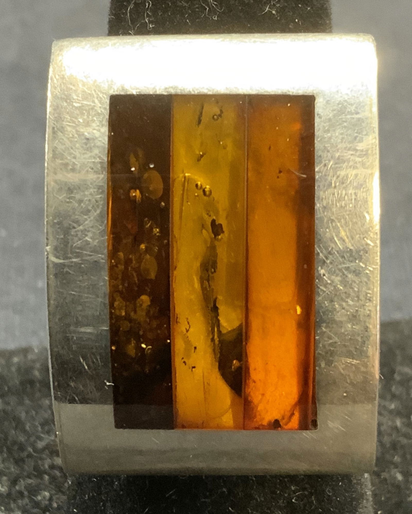 Signed Sterling Silver & Amber Statement Ring (1 of 6)