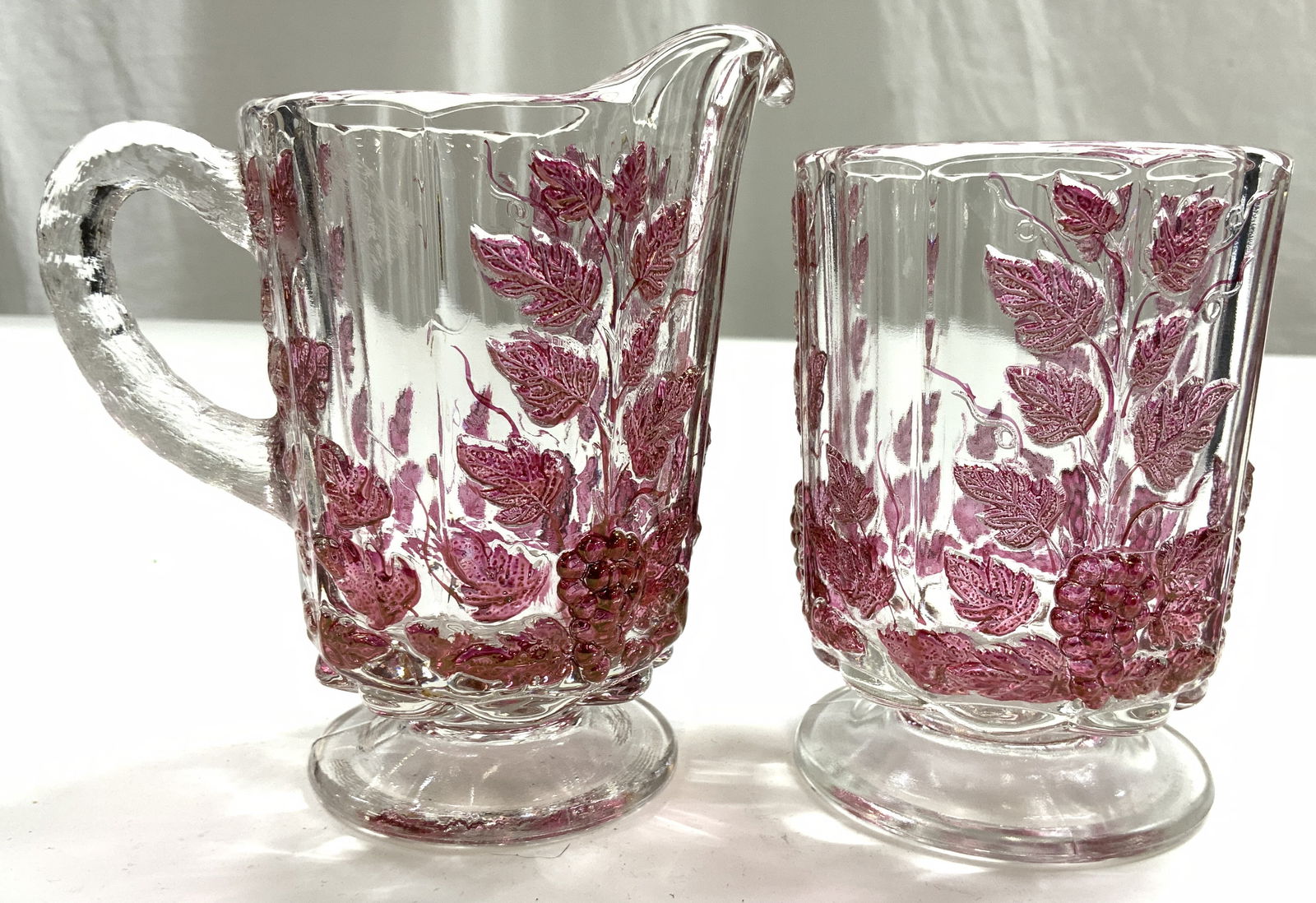WESTMORELAND GLASS Footed Pitcher & Vessel (1 of 6)