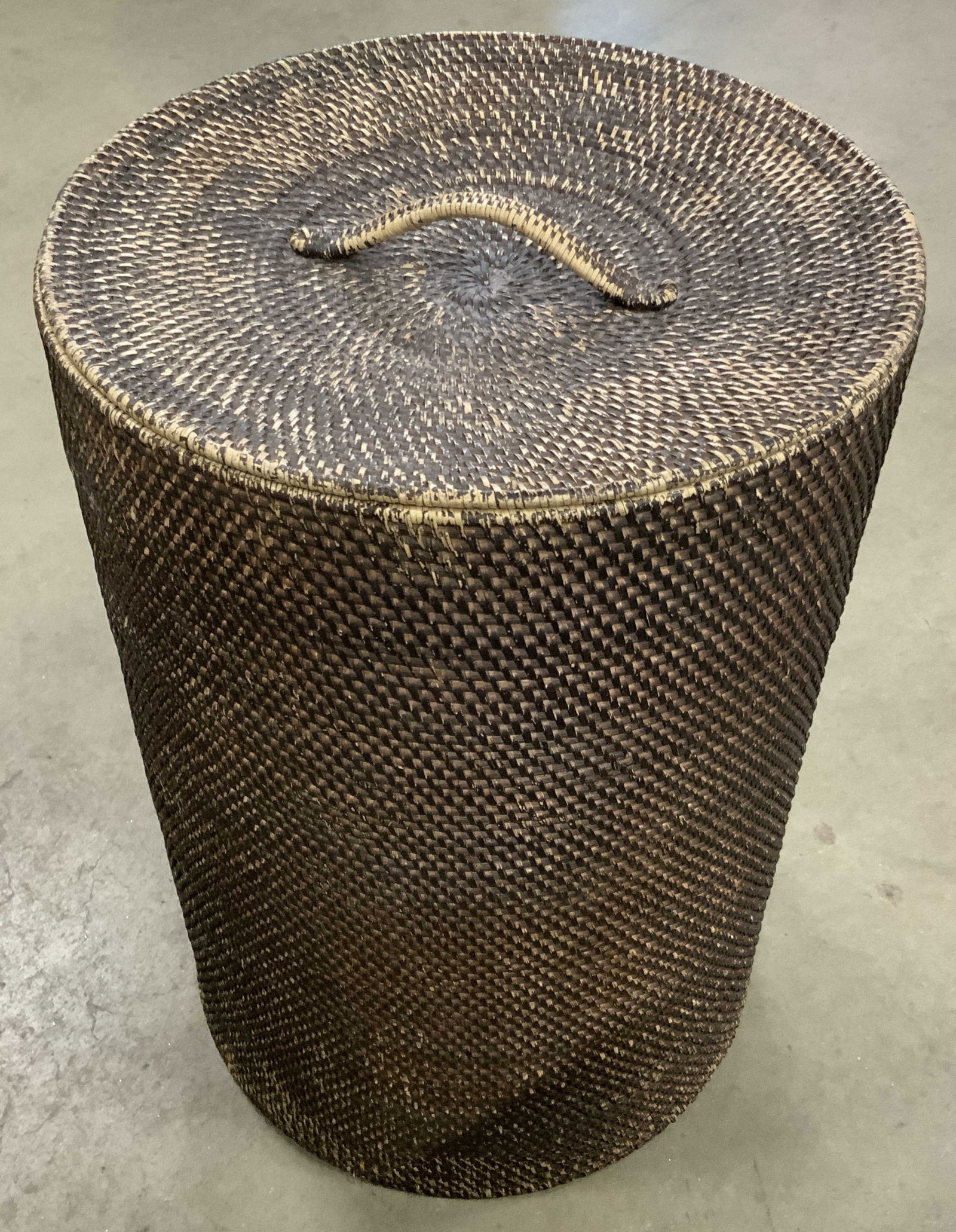 Vintage Woven Cylindrical Lidded Basket 2ft (1 of 9)