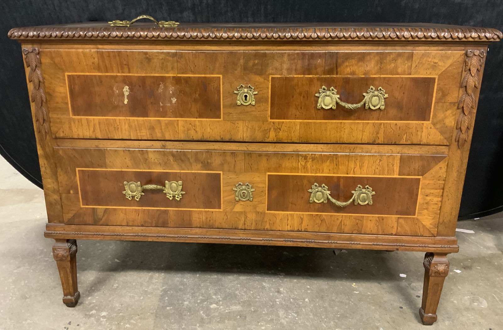 Antique Neoclassical Inlaid Carved Wood Dresser (1 of 15)