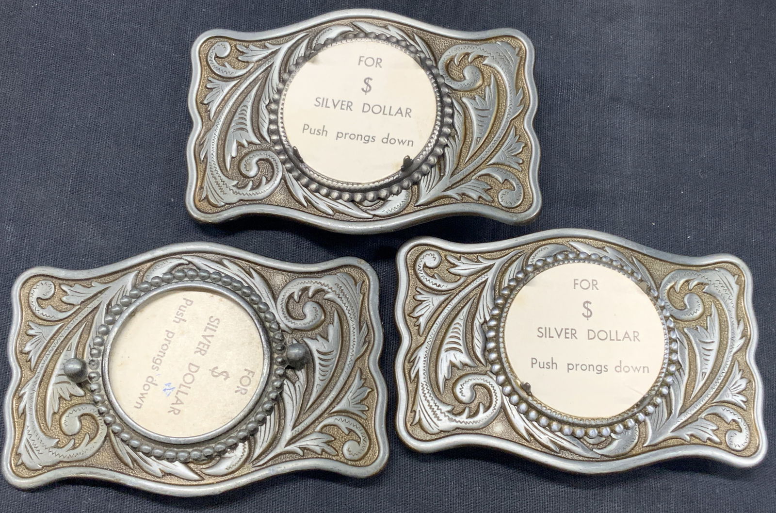 Set 3 Silver Plate Belt Buckles (1 of 6)
