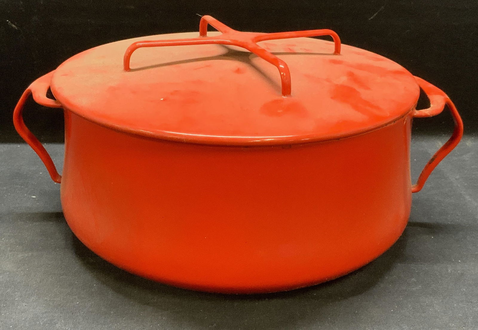 Vintage DANSK Red Enamel Iron Dutch Oven (1 of 7)