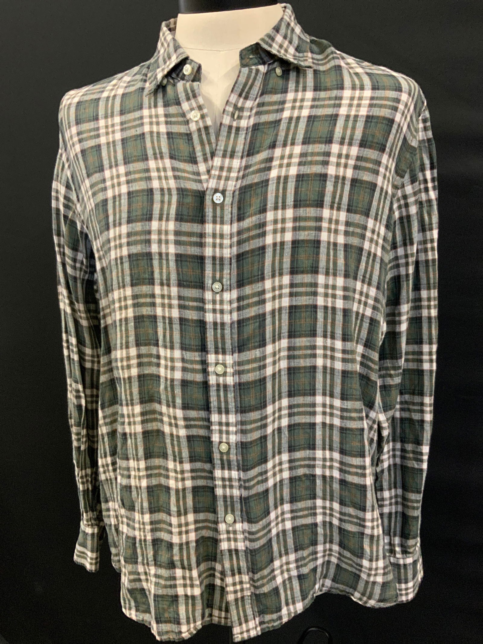 MASSIMO DUTTI Mens Linen Plaid Shirt (1 of 8)