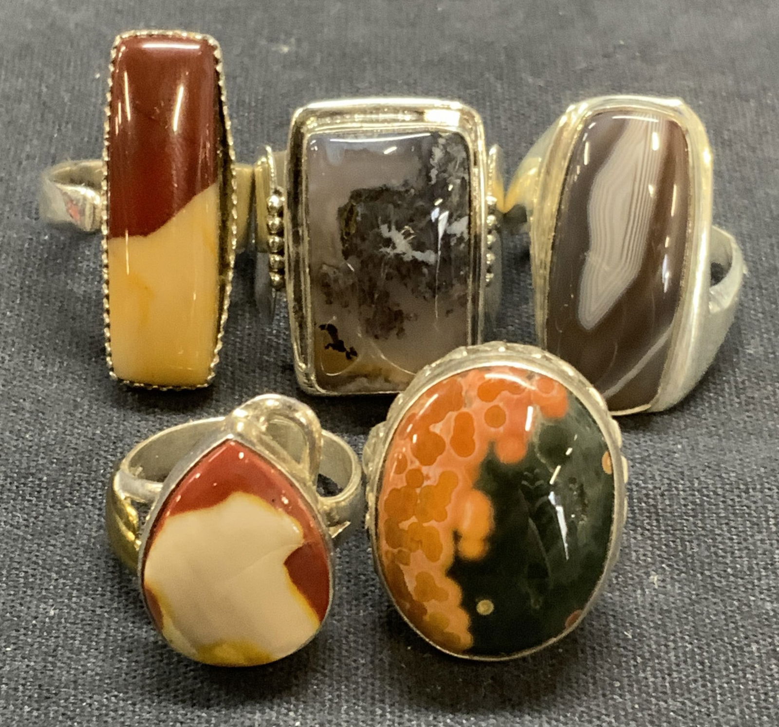 Lot 5 Vintage Sterling Silver Gemstone Rings (1 of 11)