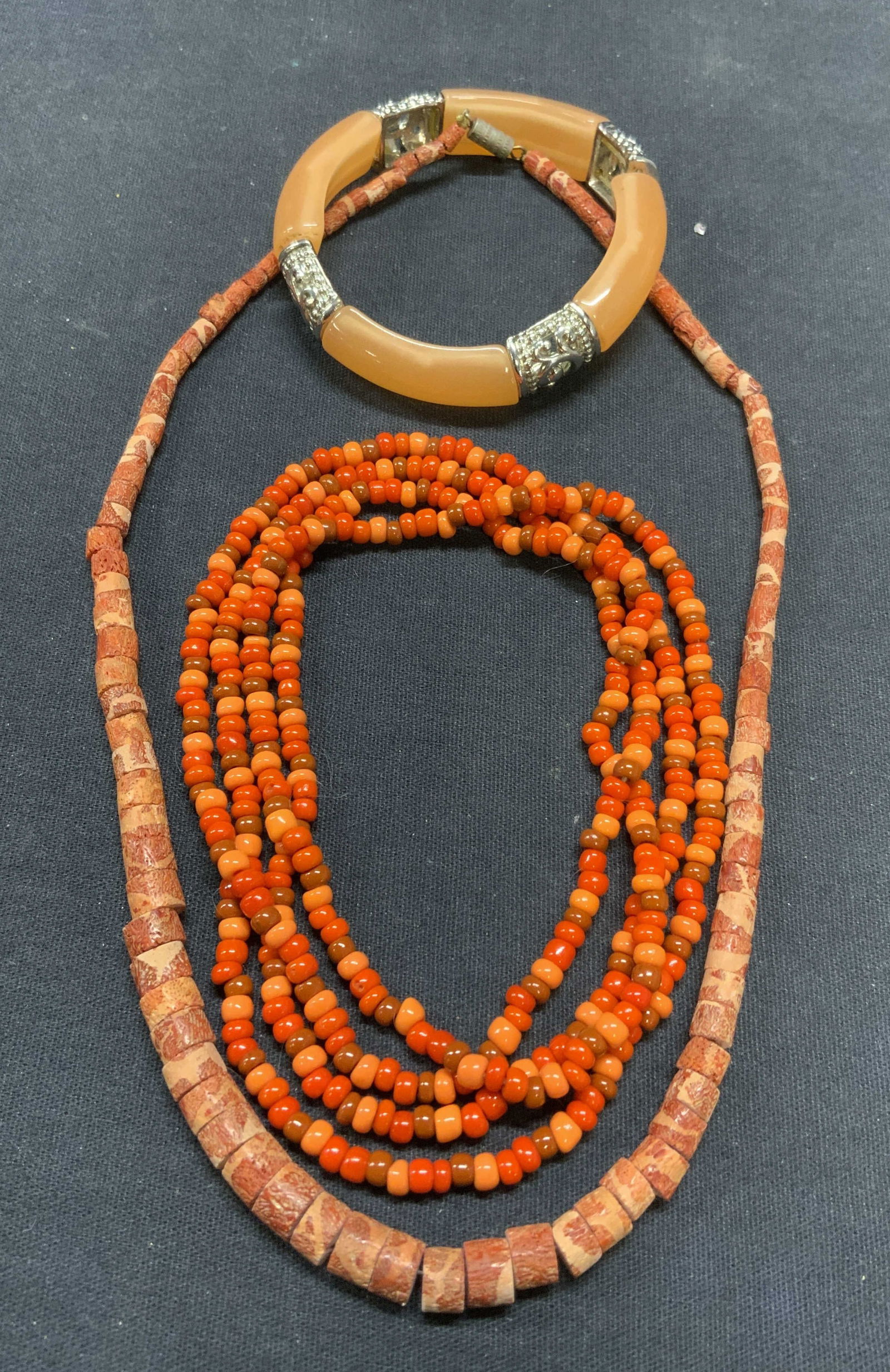 3 Coral Beaded Necklace  & Orange Lucite Bracelet+ (1 of 9)