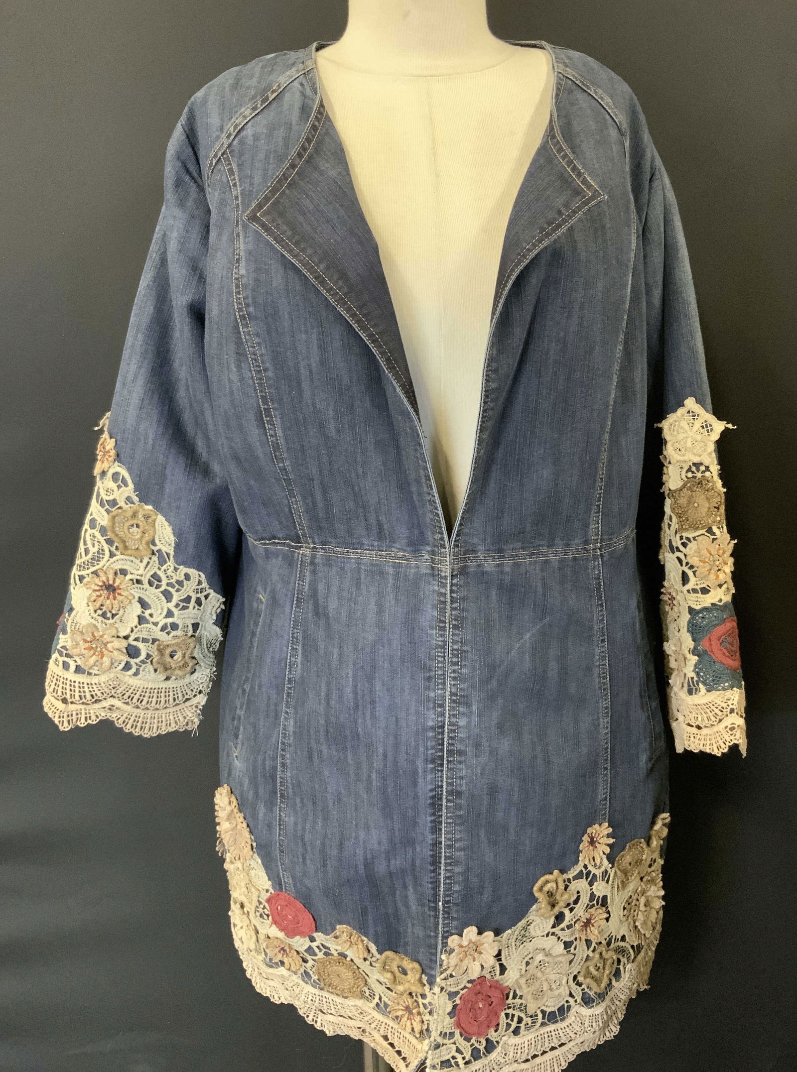Chicos Denim Jacket w Crochet Designs (1 of 9)