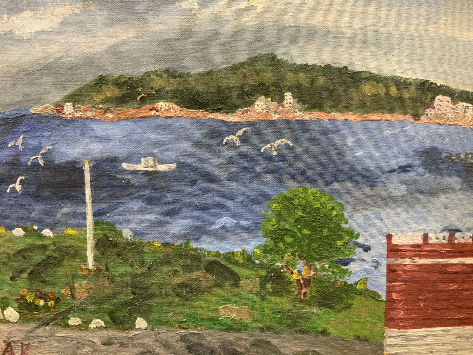 Sgd 1961 Lake Landscape Oil Painting (1 of 8)