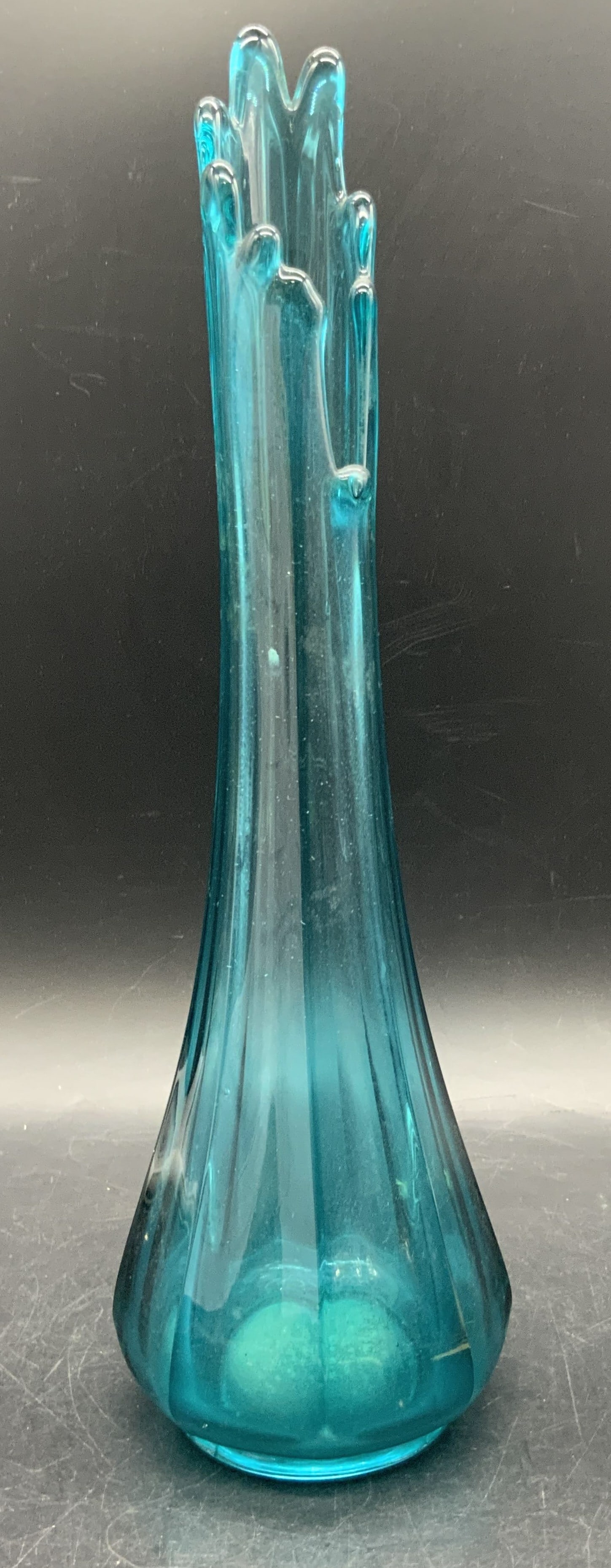 Vintage Mid Century Modern Blue Swung Glass Vase (1 of 10)
