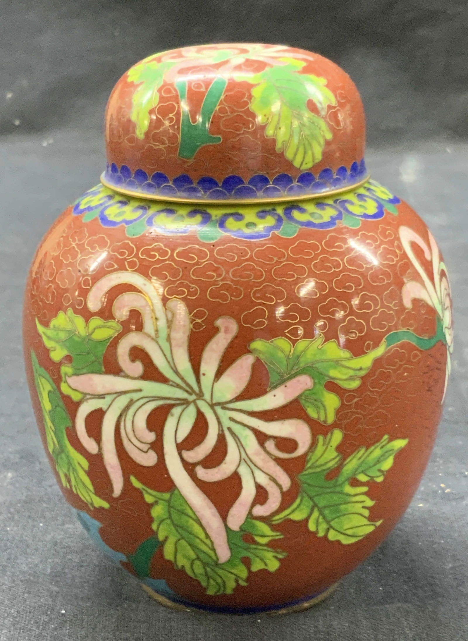 Asian Cloisonne Enamelware Ginger Jar (1 of 6)
