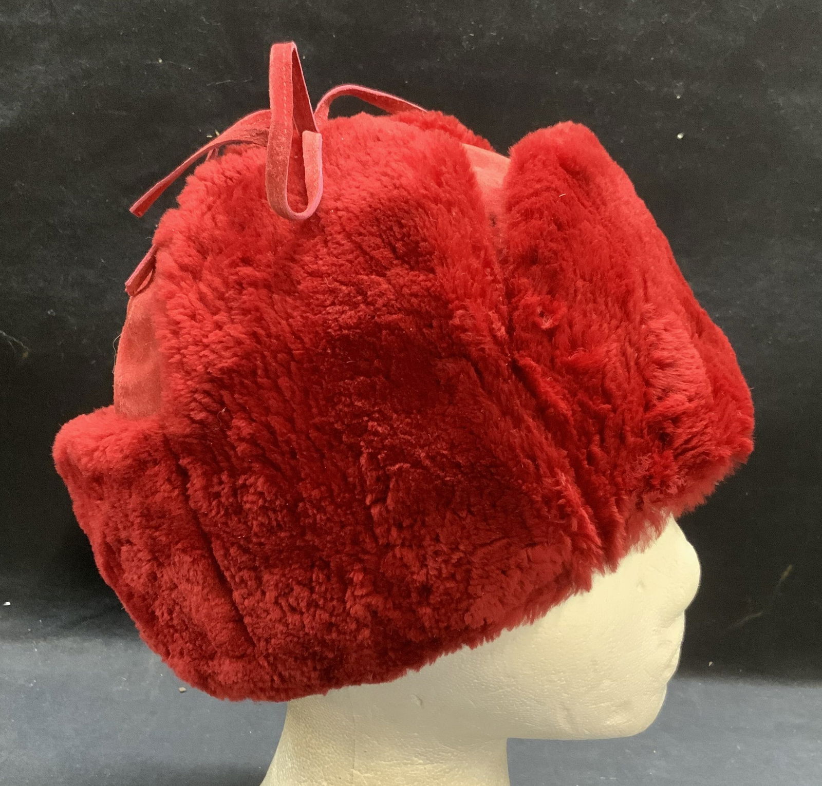 Red Sheared Fur & Suede Hat (1 of 6)