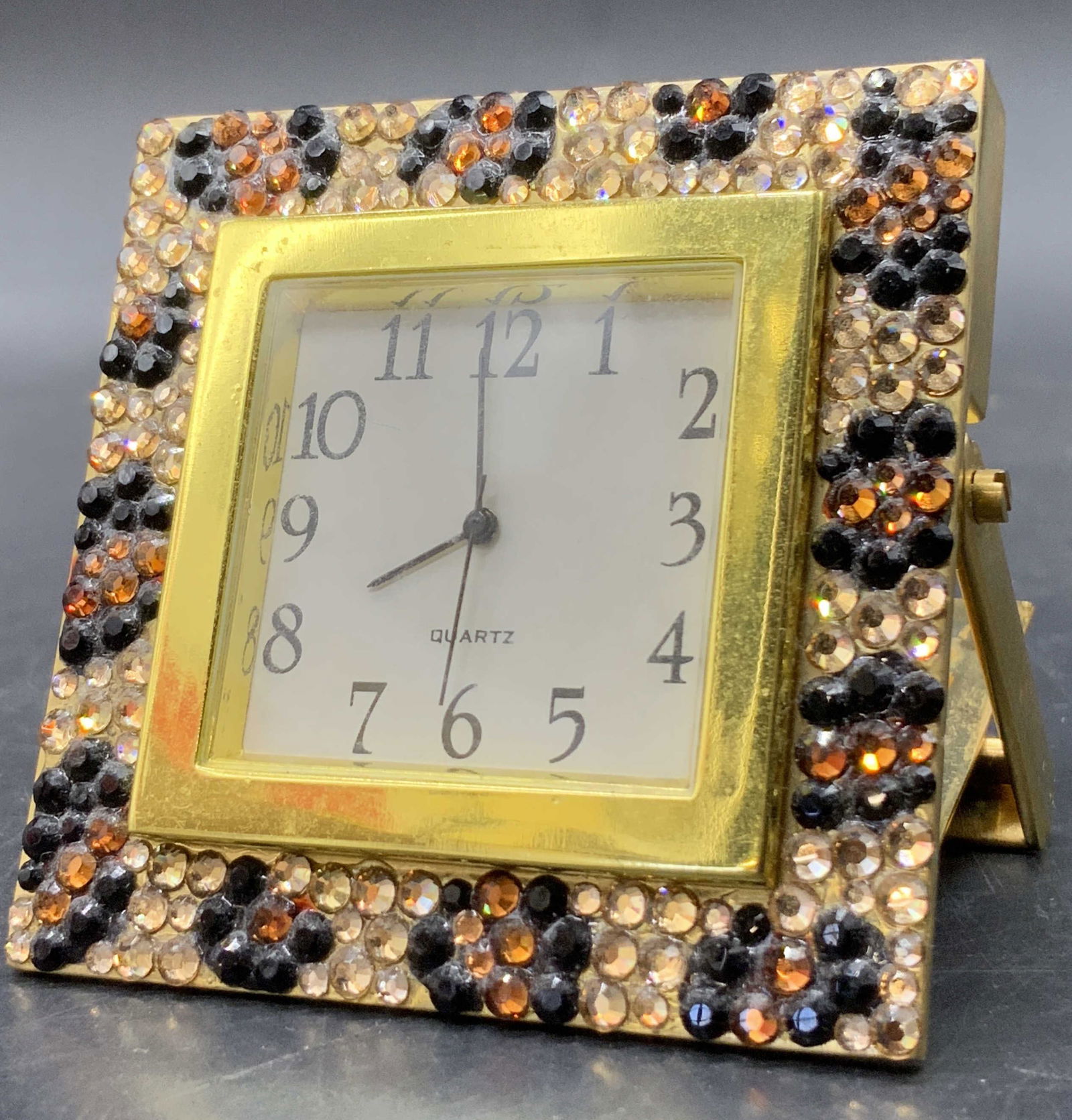 Bejeweled Leopard Patterned Portable Metal Clock (1 of 8)