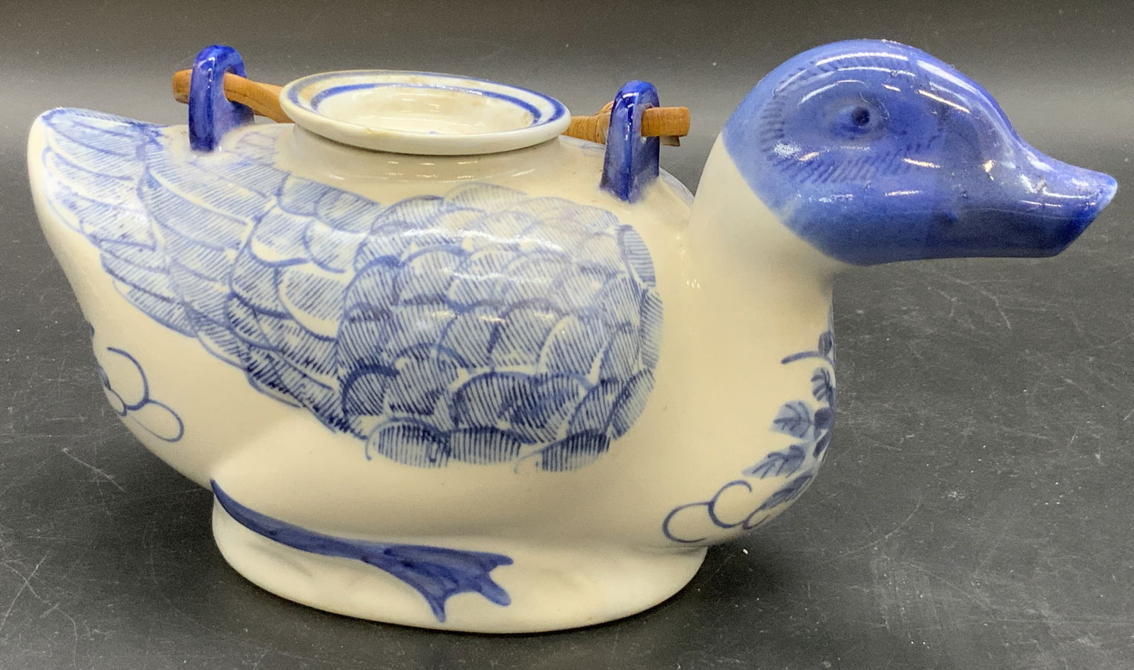 Vintage Blue & White Asian Ceramic Duck Teapot (1 of 8)