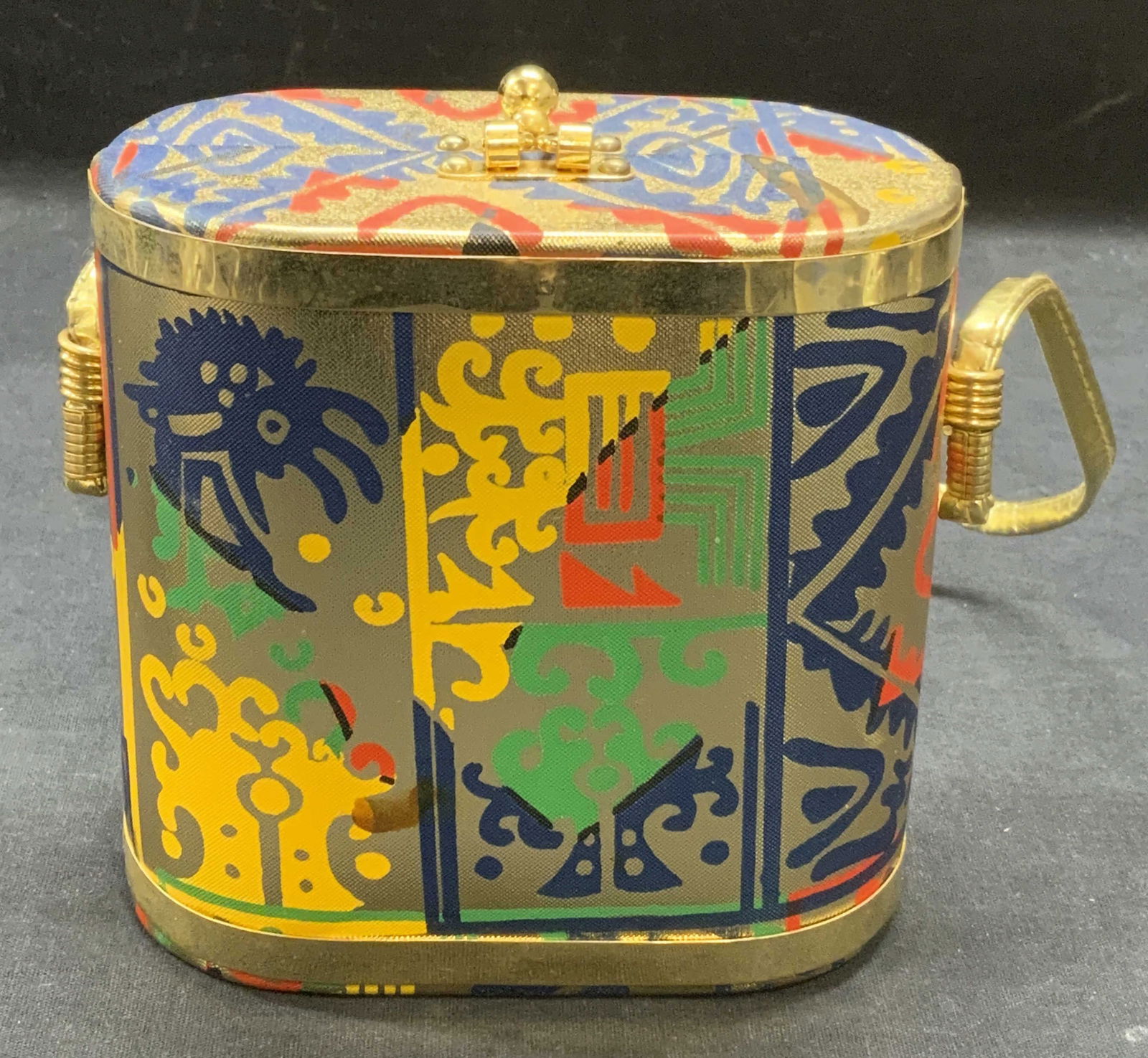 Gold Tone Hard Case Box Handbag (1 of 6)