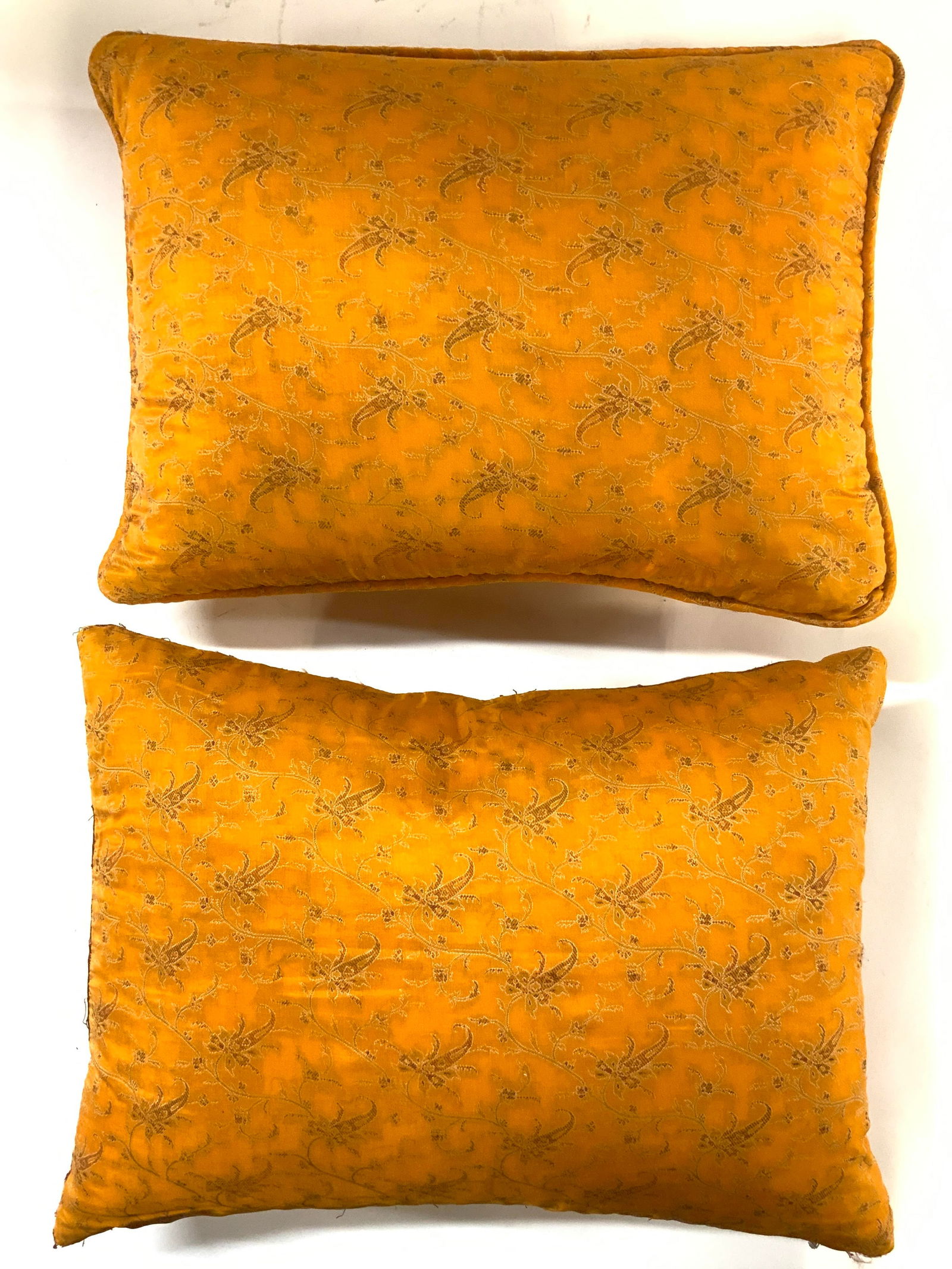 Pair Satin Orange Throw Pillows (1 of 6)