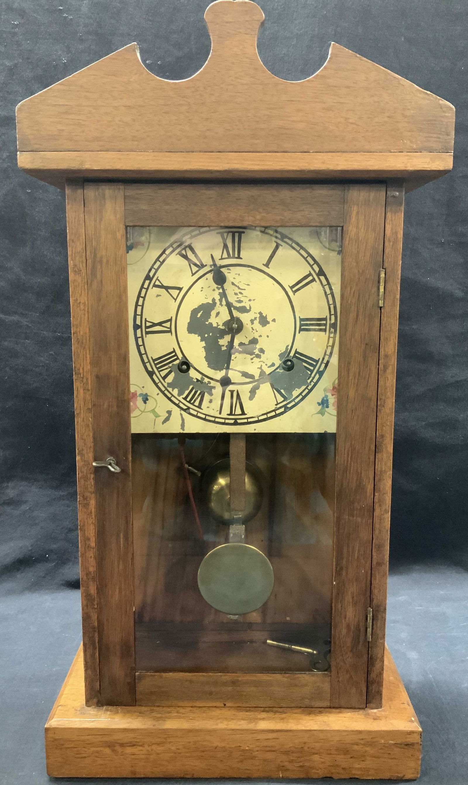 Antique Hand Painted Wooden Mantel Clock (1 of 13)