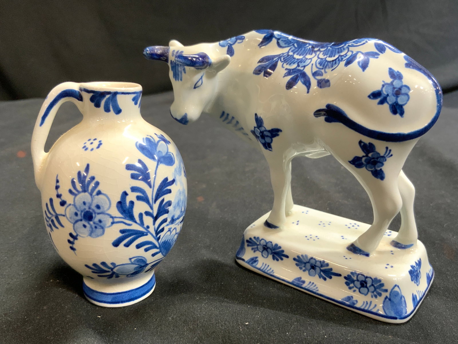 DELFT Lot 2 Porcelain Cow Figural & Bud Vase (1 of 7)