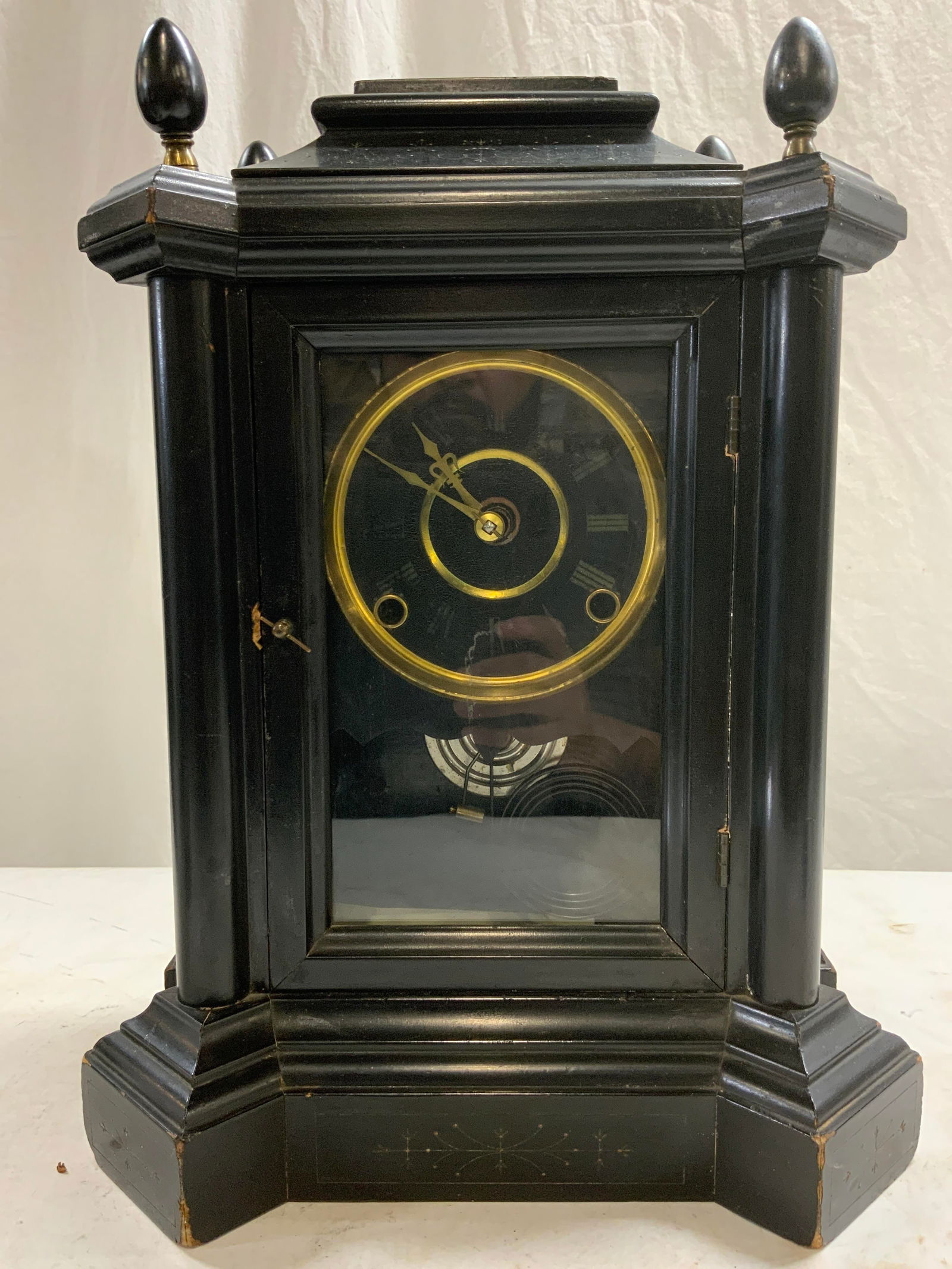 E INGRAHAM & CO DOMINO Vintage Wooden Mantel Clock (1 of 10)
