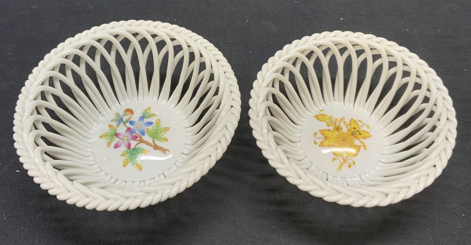 Near Pr Herend Hungary Porcelain Basket Bowls (1 of 7)