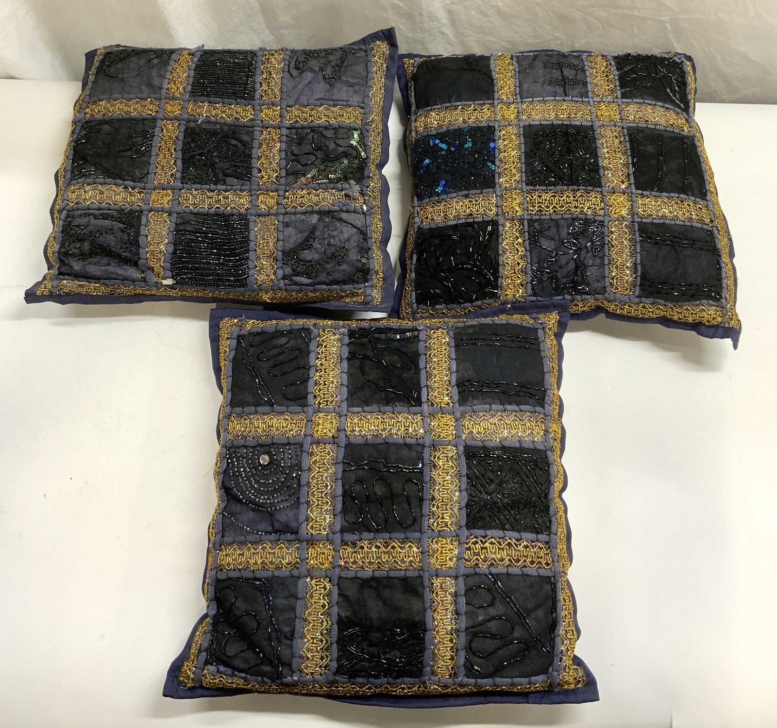 Set 3 Vintage Beaded Throw Pillows (1 of 7)