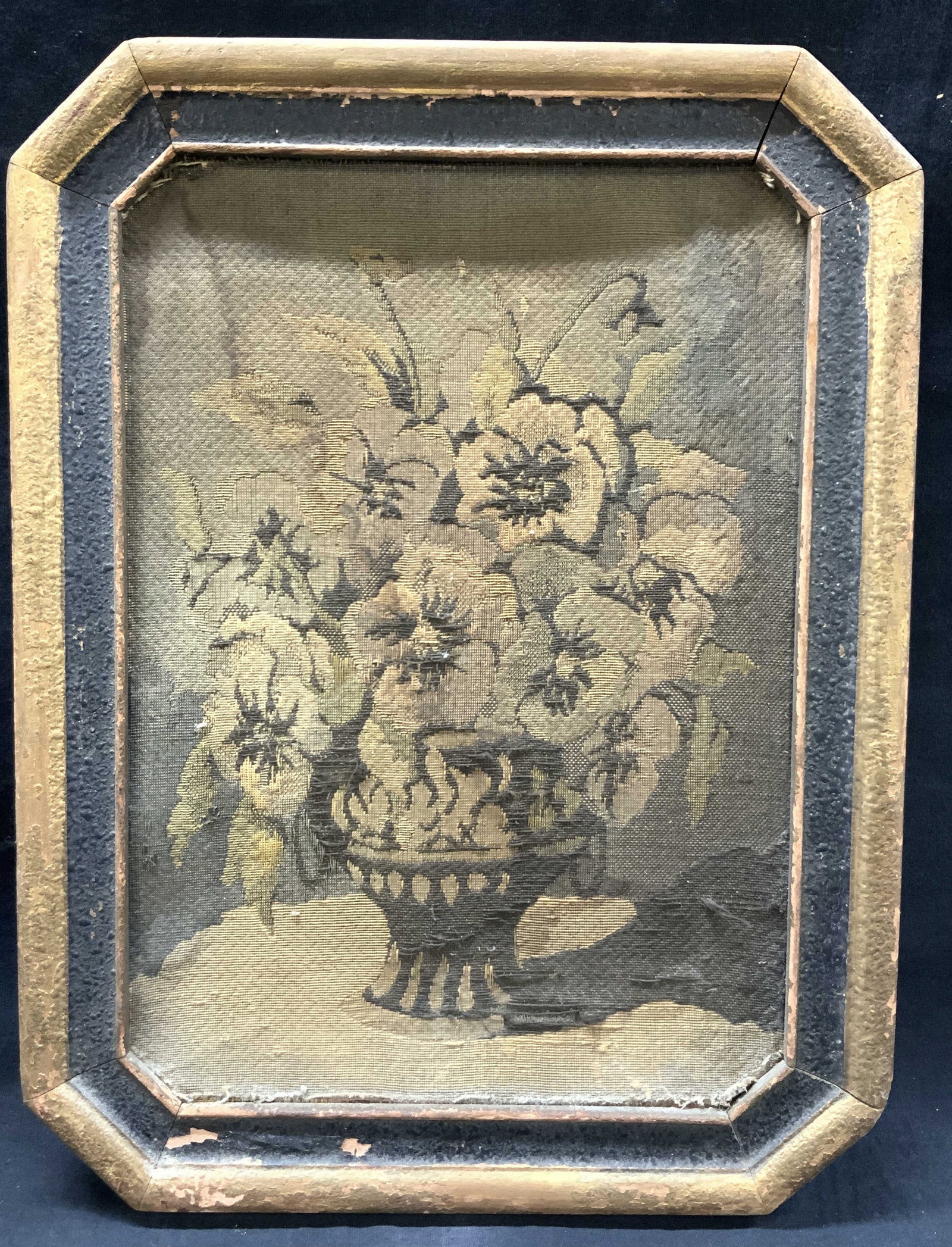 Antique Framed Floral Textile Fabric Art (1 of 10)