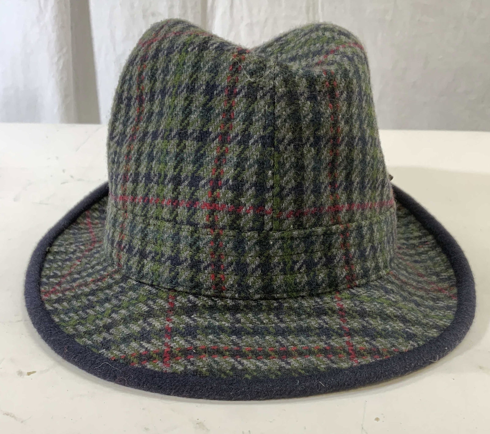DAVID CENCI Roma NY Plaid Wool Fedora Hat (1 of 7)