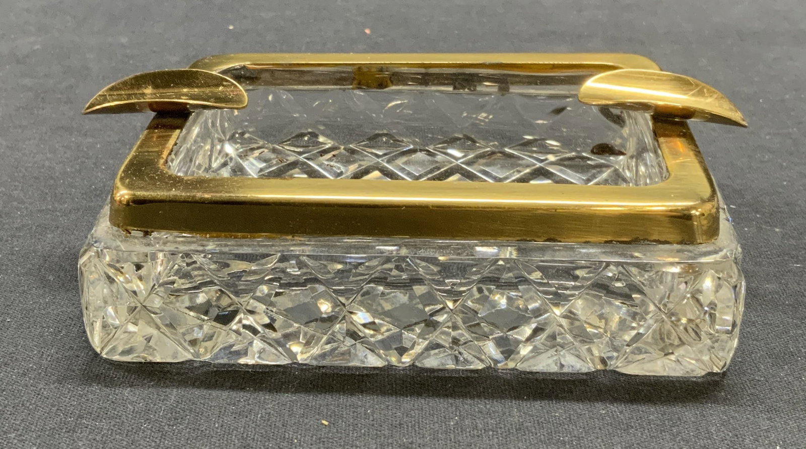 Gold Tone Cut Glass Ashtray (1 of 6)