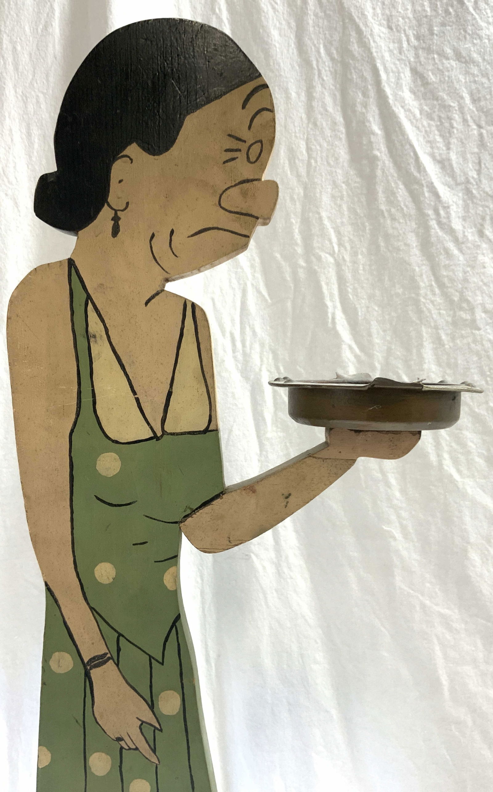 Retro Wooden Female Figure Folk Art Stand, 3 FT (1 of 8)