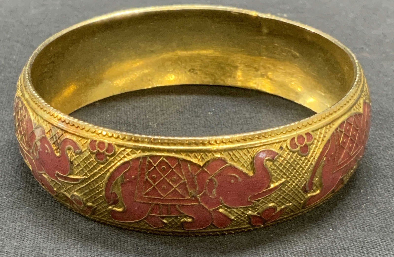 Gold Tn Enameled Elephant Bangle Bracelet (1 of 6)