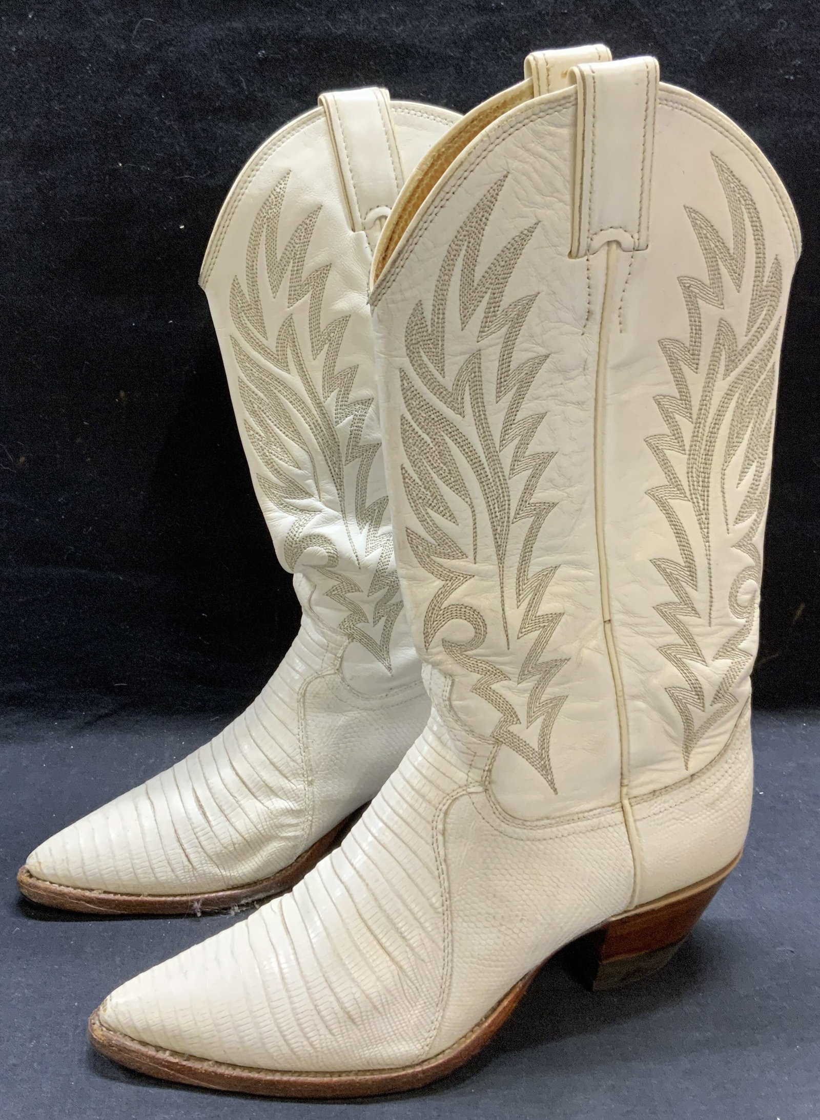 JUSTIN White Reptile Leather Western Boots (1 of 7)