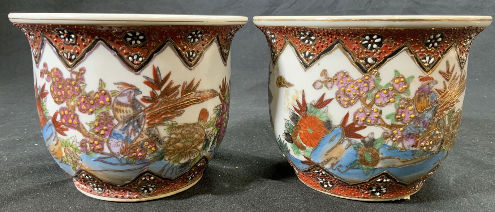 Pr Hand Painted Asian Porcelain Planters Vessels (1 of 7)