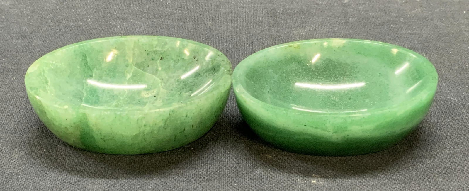 Pair Vintage Carved Green Stone Trinket Dishes (1 of 7)